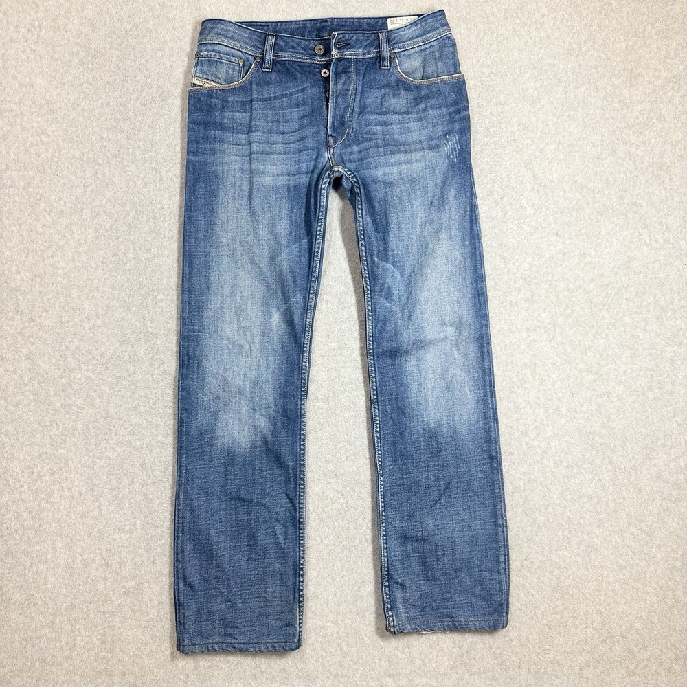 Diesel Zavor Jeans Men 31x32 Blue Regular Straight Faded‎ Y2K Streetwear 008BK